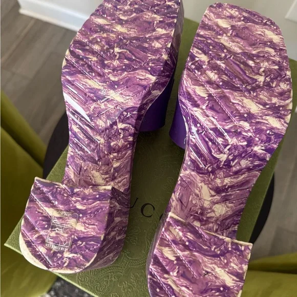 Gucci Purple Marble Slides - Picture 7 of 12